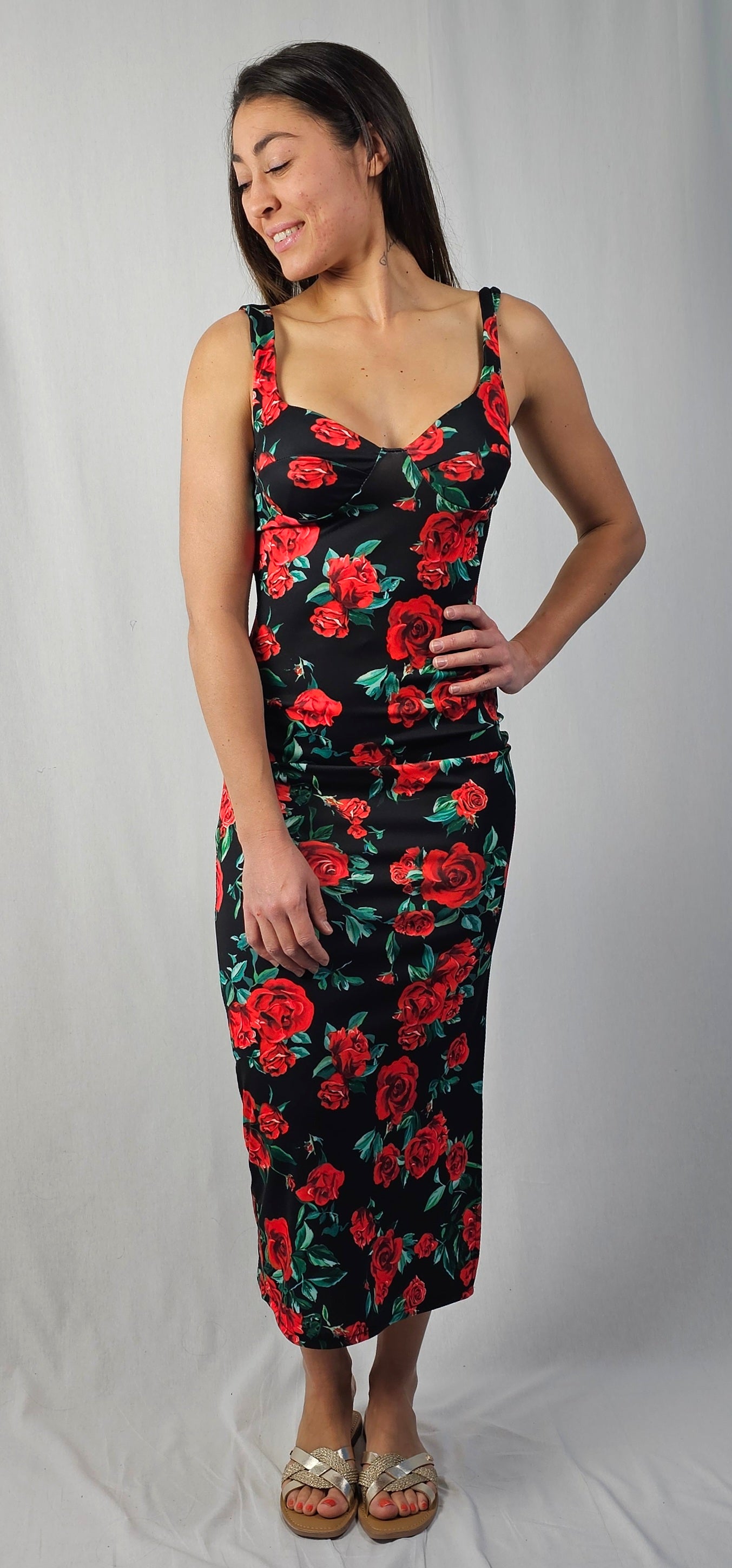 Robe longue à fleurs - ROSE