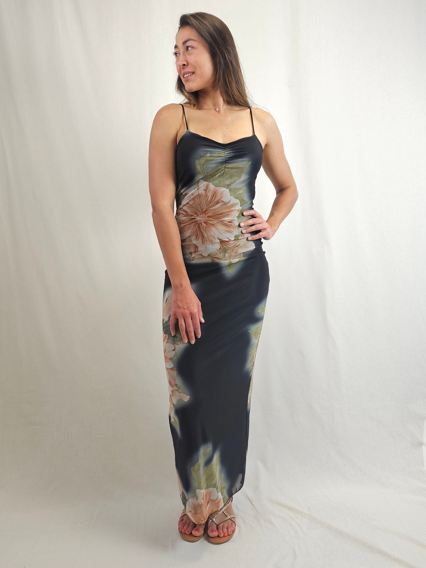 Robe longue dos nu à imprimé floral - JULIETTE
