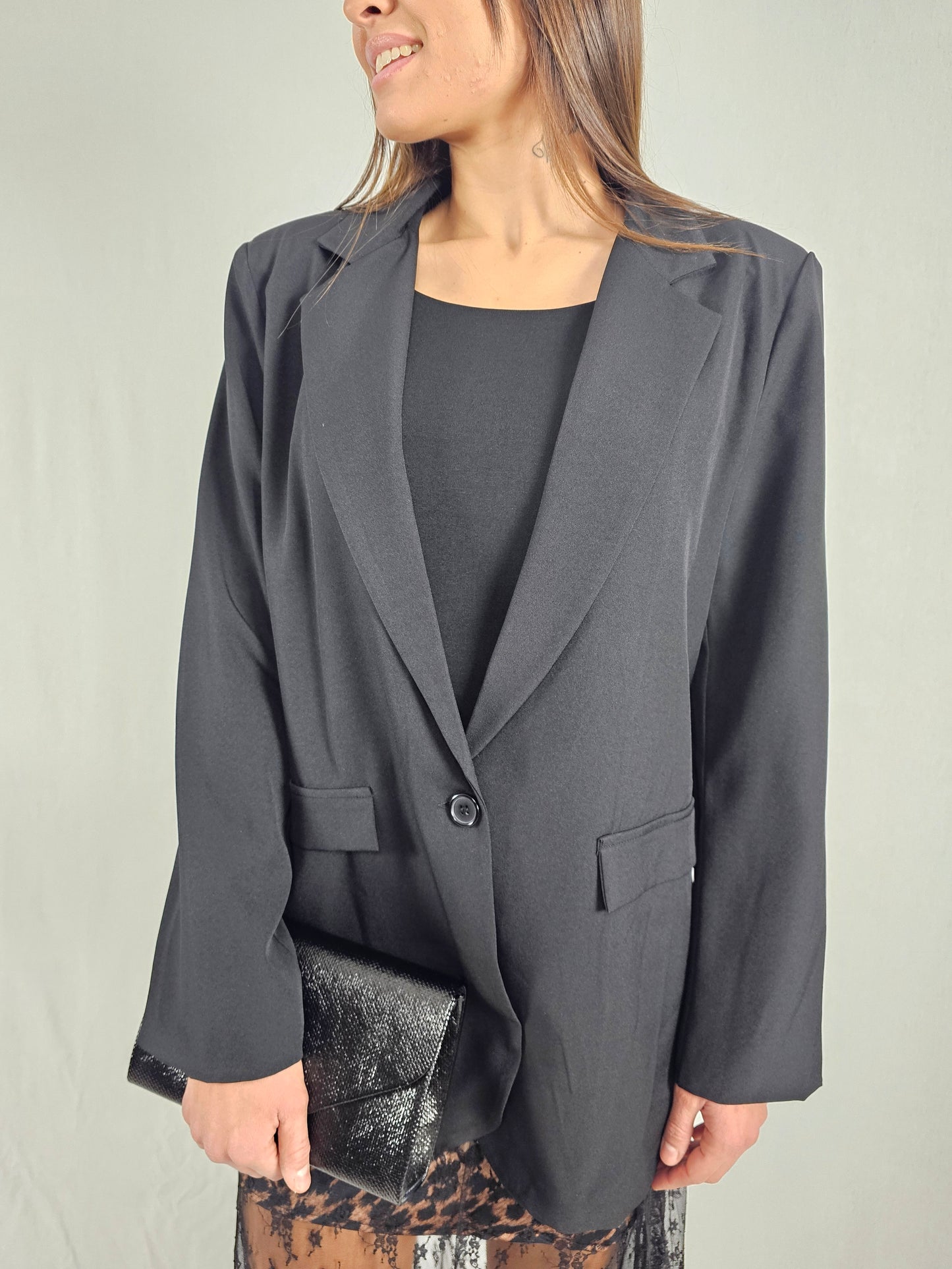 Veste noire à bouton - OLIVIA