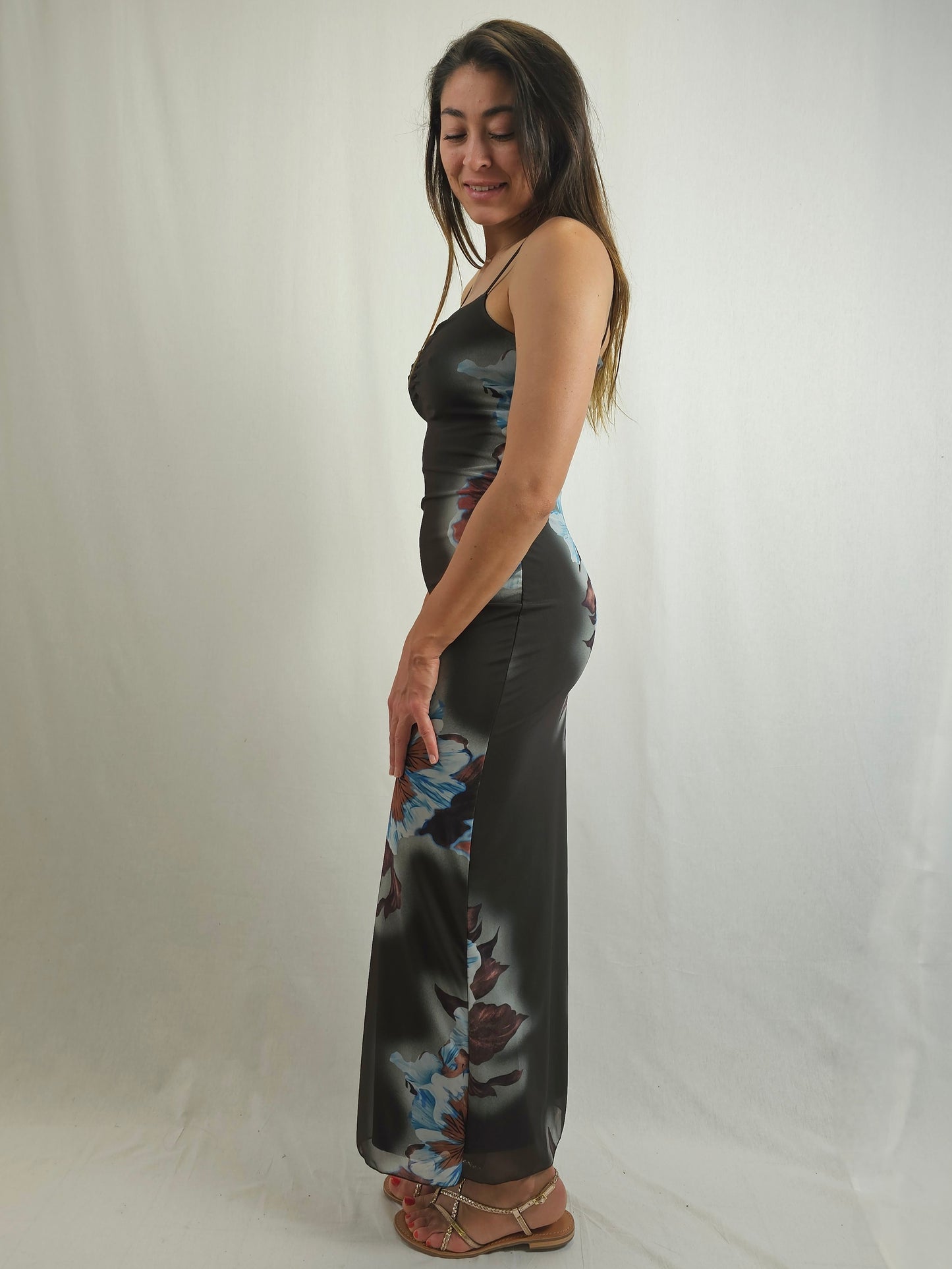 Robe longue dos nu à imprimé floral - JULIETTE