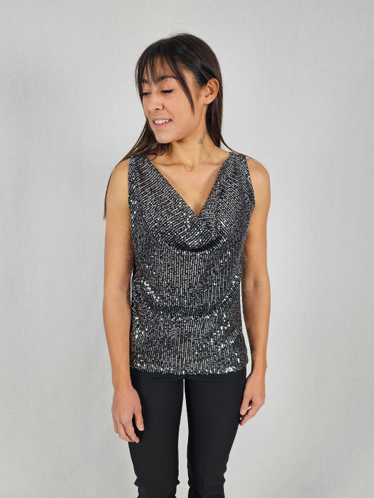 Haut sequin argenté CINDY