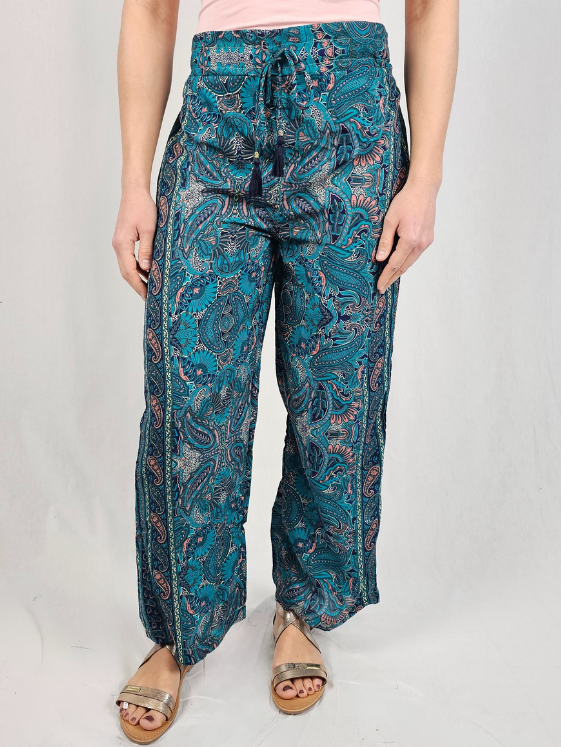 Pantalon Imprimé Bohème Turquoise - NAÏA