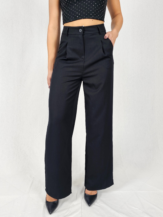 Pantalon large noir classique ANISSA