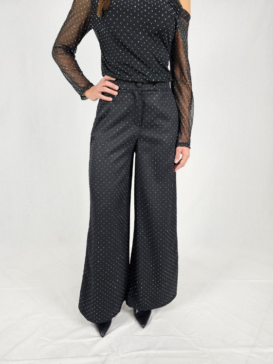 Pantalon palazzo noir AWA