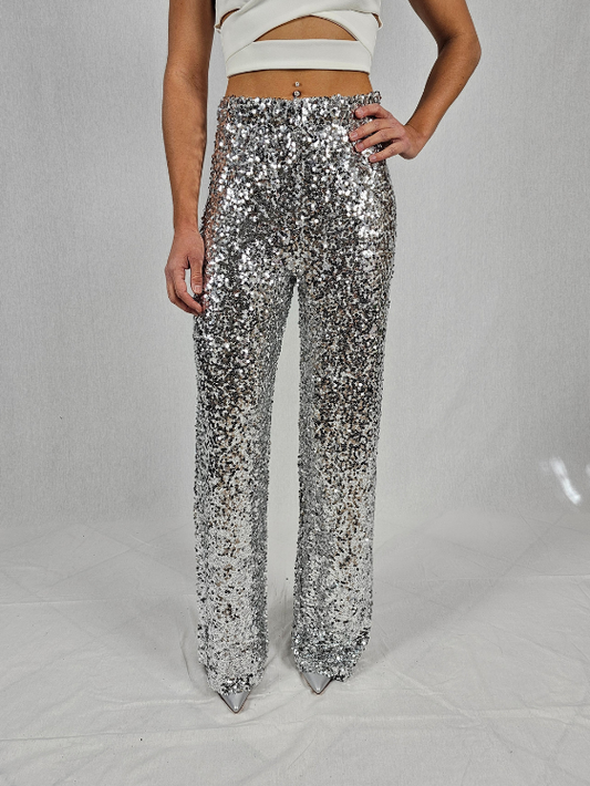 Pantalon sequin argenté AURORE