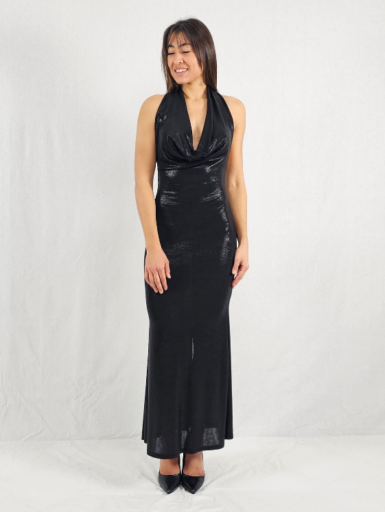 Robe longue éclat noir LAHNA