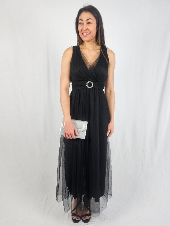 Robe longue en tulle Noire - LUNA