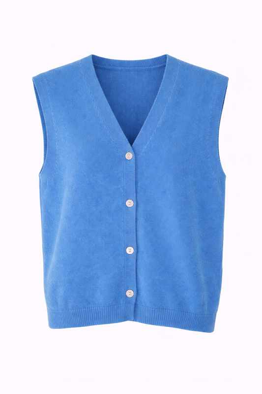 Gilet sans manches bleu ciel à boutons
