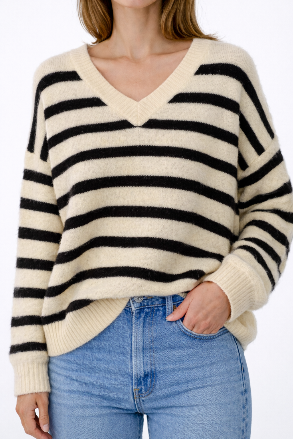 Pull Rayé Col V - Charlotte