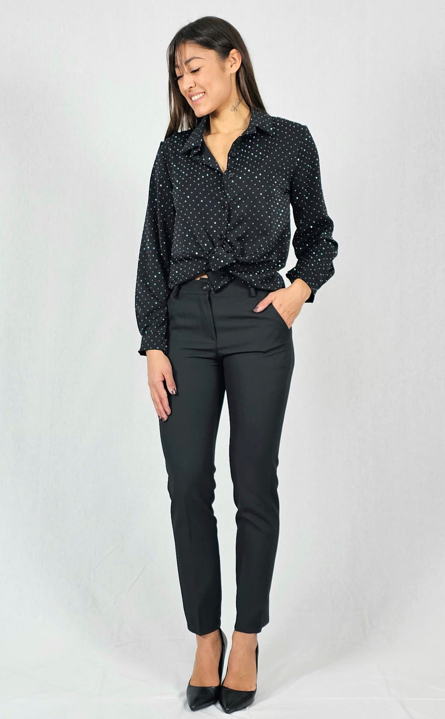 Pantalon noir ajusté moderne - ALINA