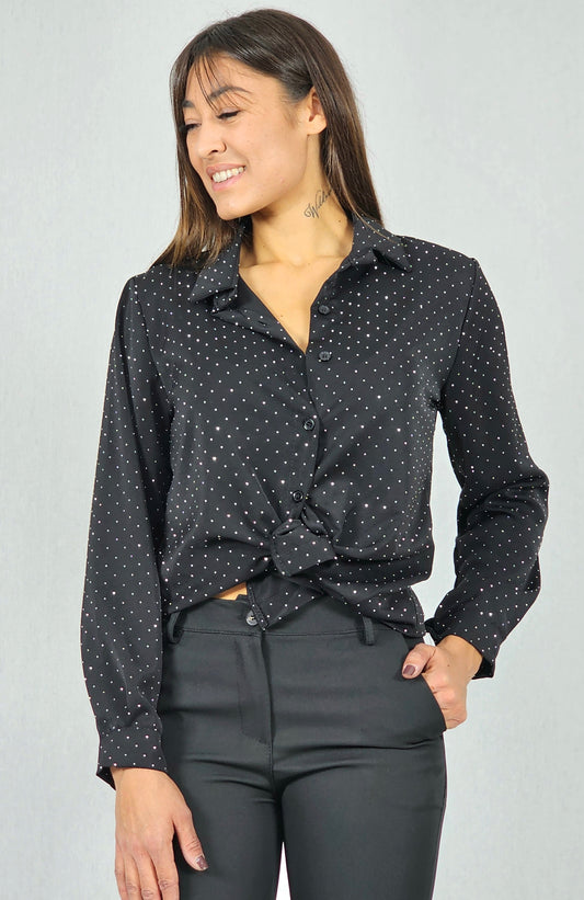Chemisier noir à strass - LIVIA