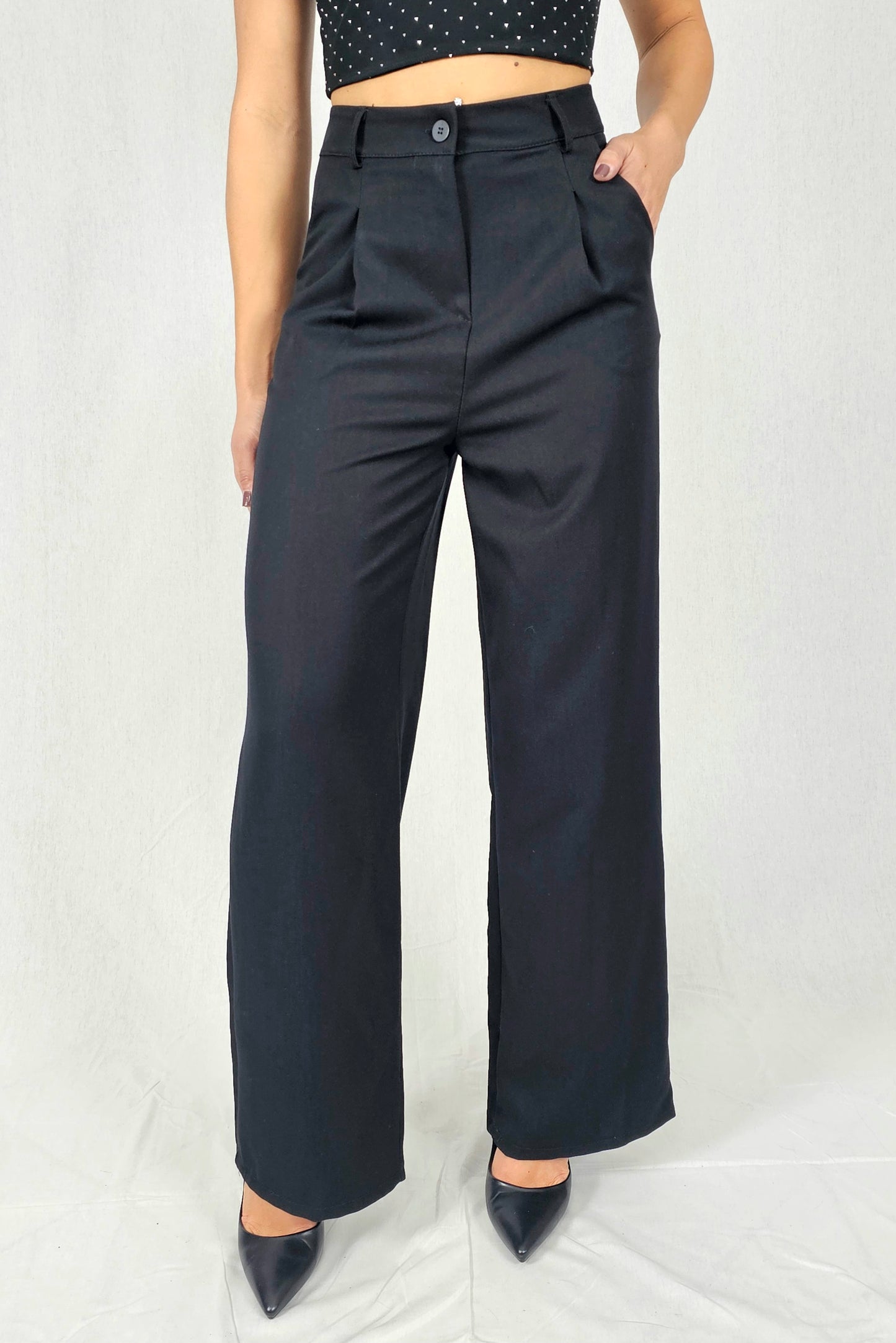 Pantalon large noir classique - ANISSA