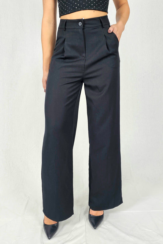 Pantalon large noir classique - ANISSA