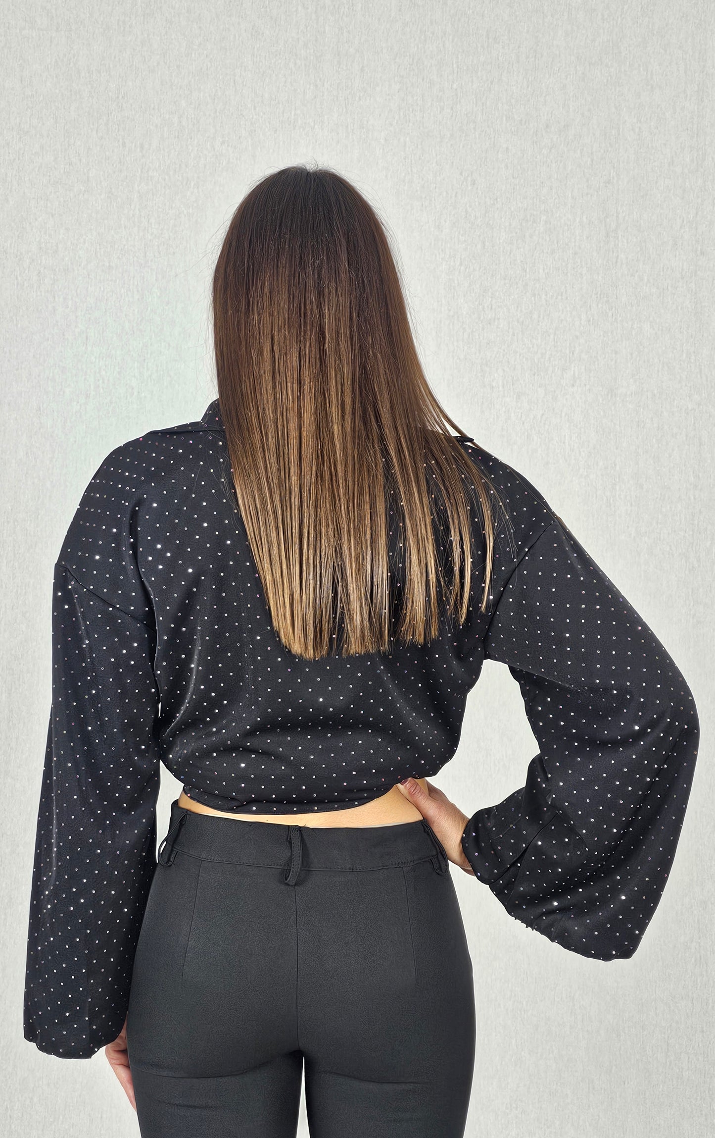 Haut noir à strass - MORGANE