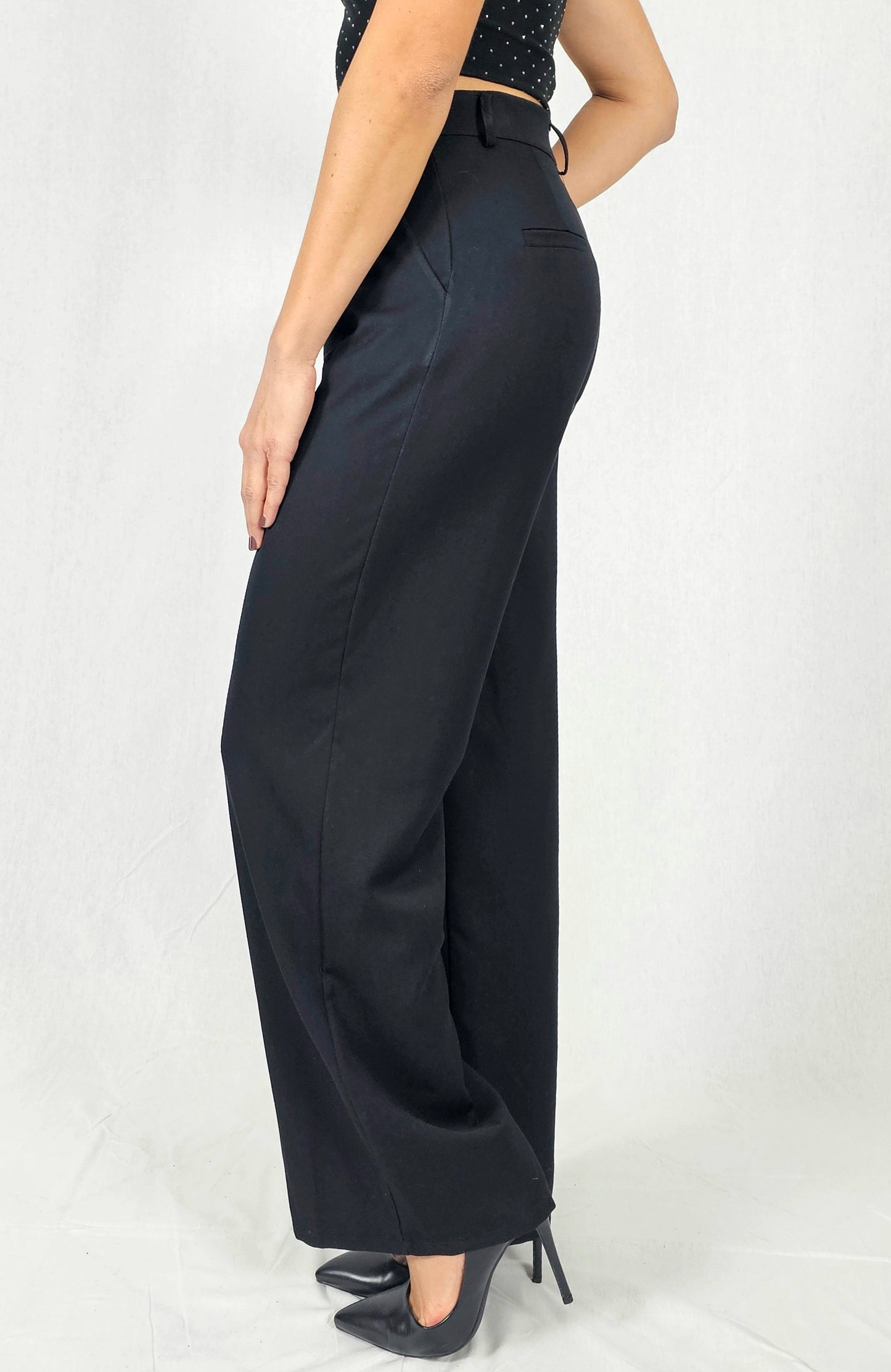 Pantalon large noir classique - ANISSA