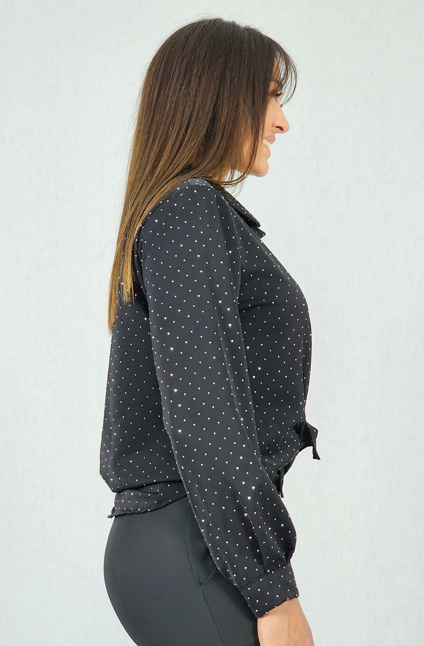 Chemisier noir à strass - LIVIA