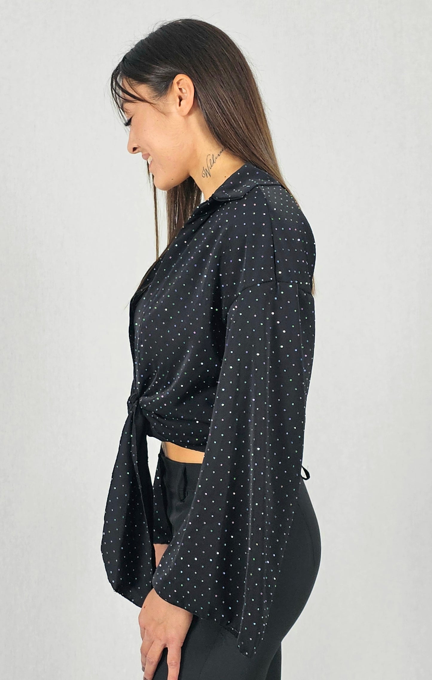 Haut noir à strass - MORGANE
