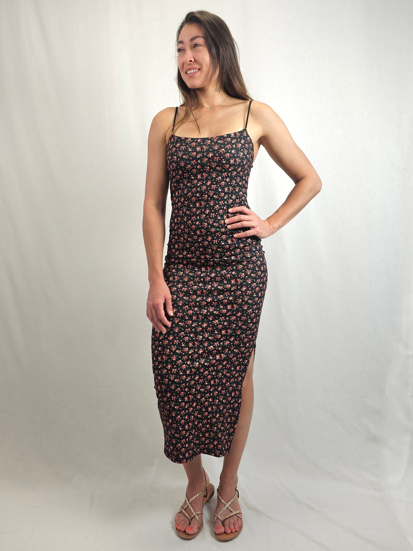 Robe longue fleurie à bretelles fines - BLUME