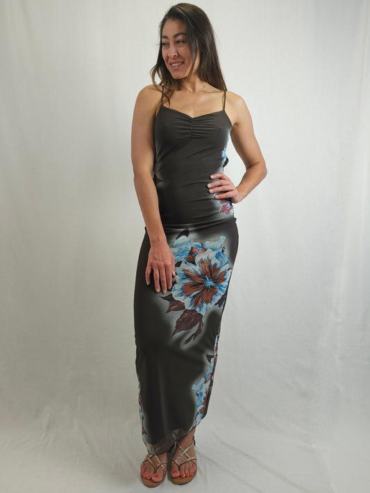 Robe longue dos nu à imprimé floral - JULIETTE