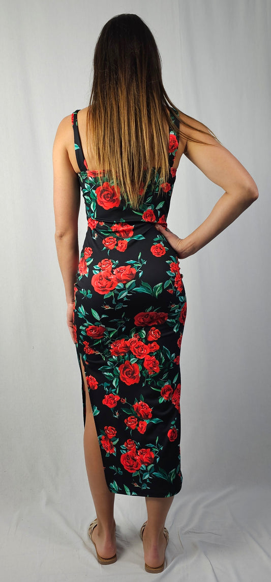 Robe longue à fleurs - ROSE