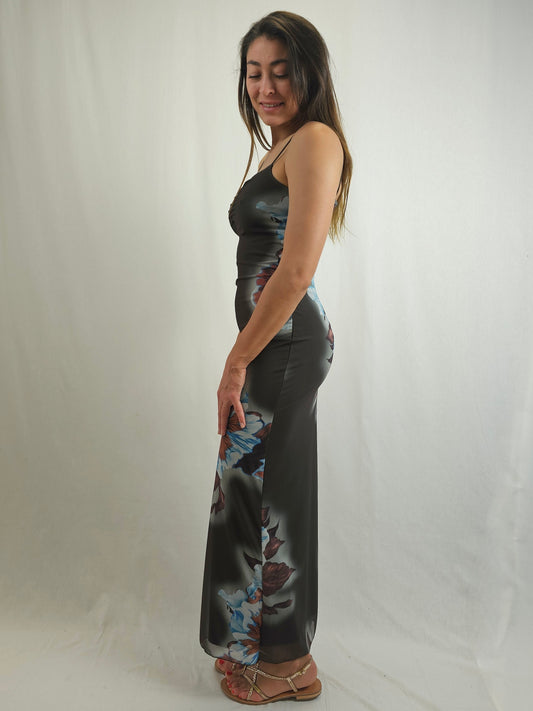 Robe longue dos nu à imprimé floral - JULIETTE
