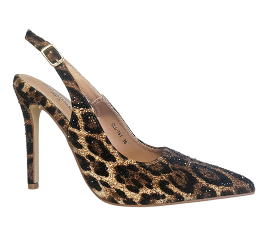Escarpin strass léopard - JOA