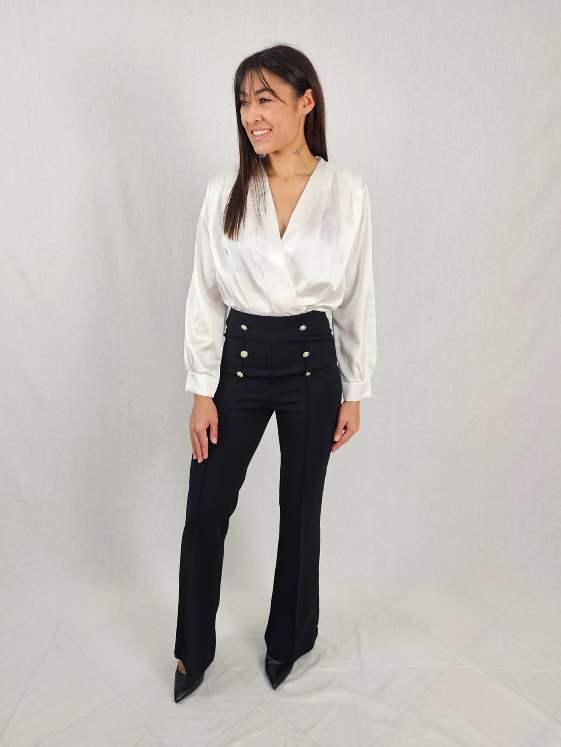 Body cache-cœur blanc en satin ZOE