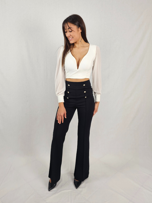 Haut blanc avec manches transparentes LIORA