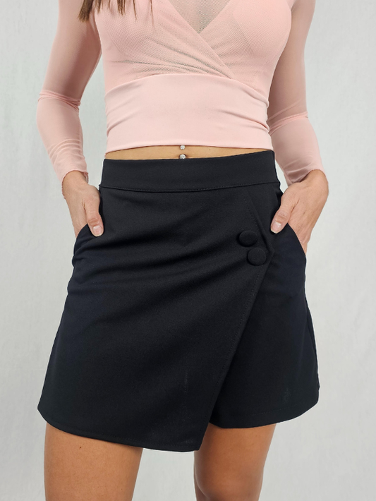 Jupe-short noire portefeuille LYANA