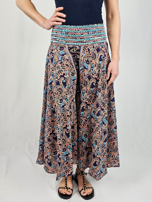 Pantalon Large Bohème Bleu-Orange - LIVIA