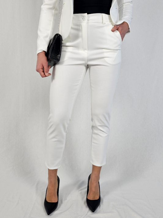 Pantalon chino blanc élégant MAUD