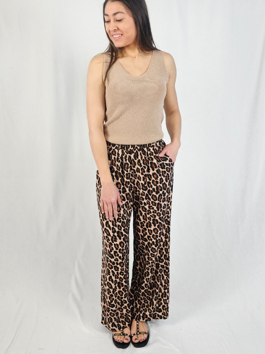 Pantalon coupe droite imprimé léopard – SAYA