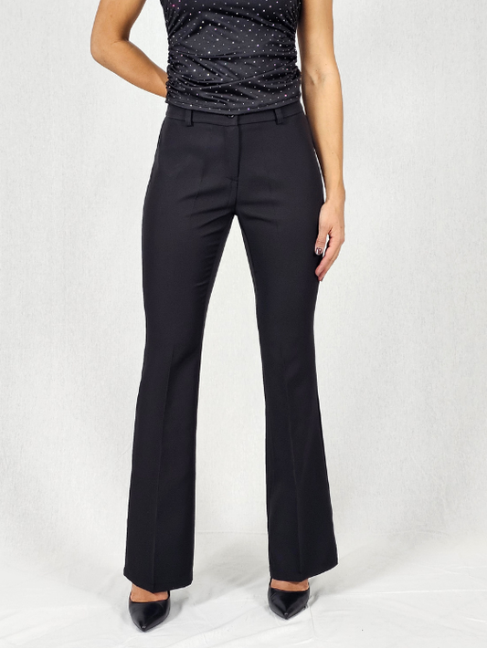 Pantalon évasé noir élégant AMALIA
