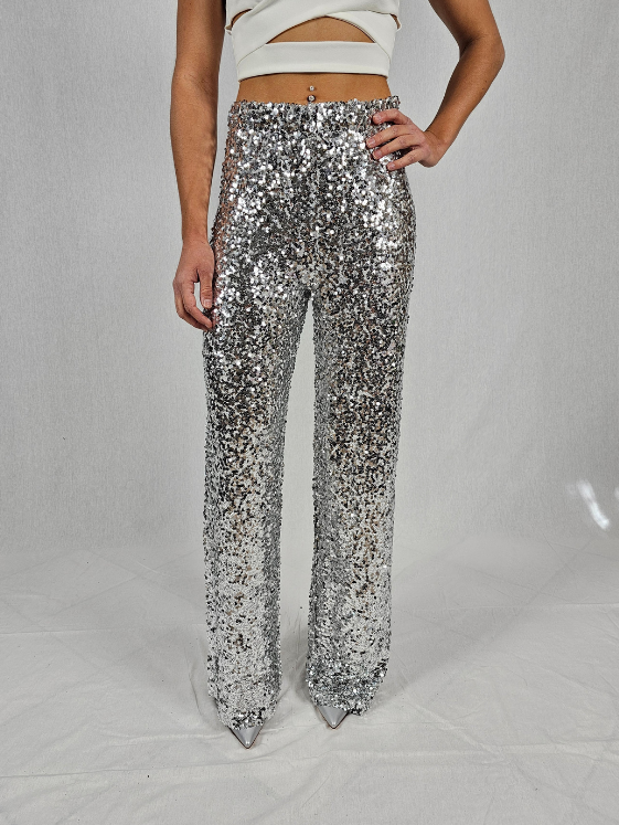 Pantalon sequin argenté AURORE