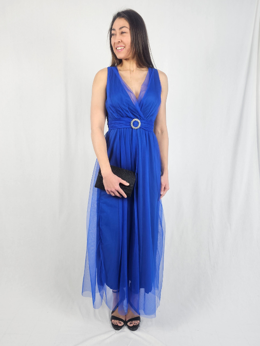 Robe longue en tulle Bleue - LUNA
