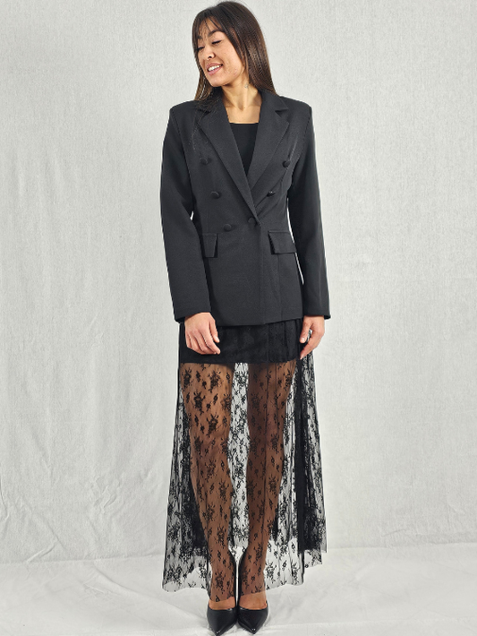 Veste noire classique coupe croisée ILANA