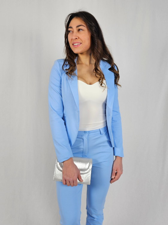 Veste tailleur bleu ciel TARA