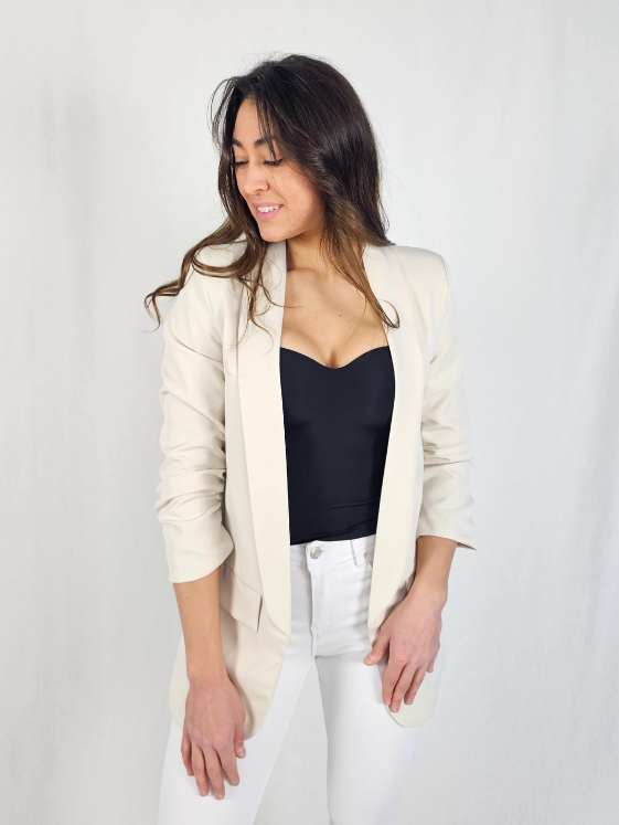 Veste tailleur froncé beige CLEO