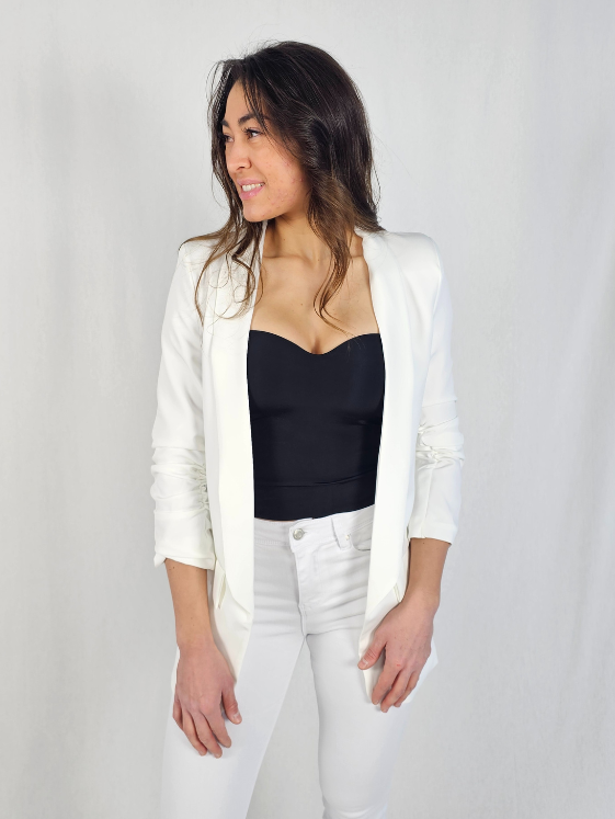 Veste tailleur froncé blanc CLEO