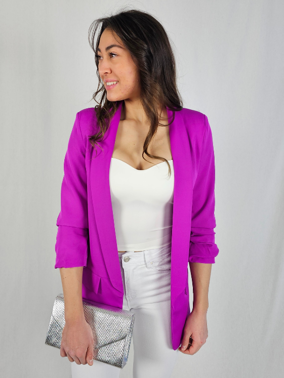 Veste tailleur froncé fushia CLEO