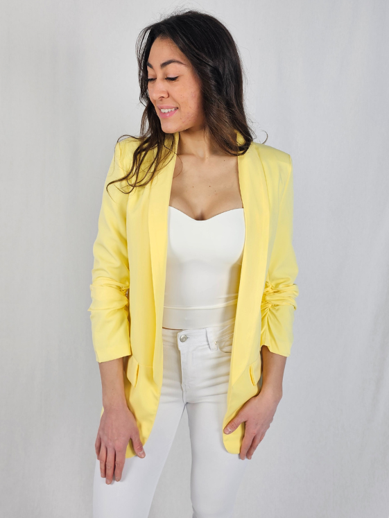 Veste tailleur froncé jaune CLEO