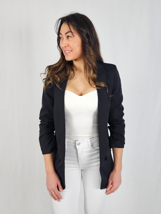 Veste tailleur froncé noir CLEO