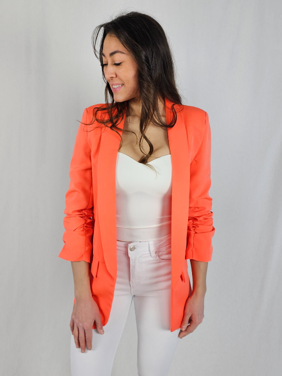 Veste tailleur froncé orange CLEO