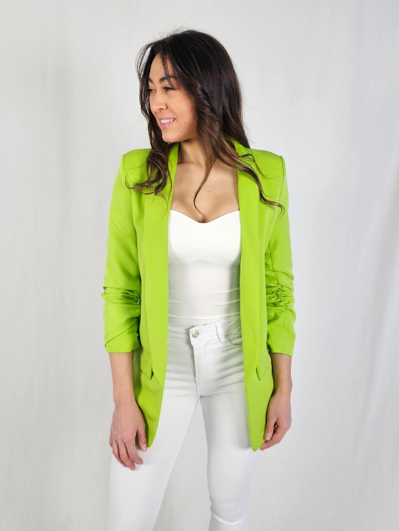 Veste tailleur froncé vert CLEO
