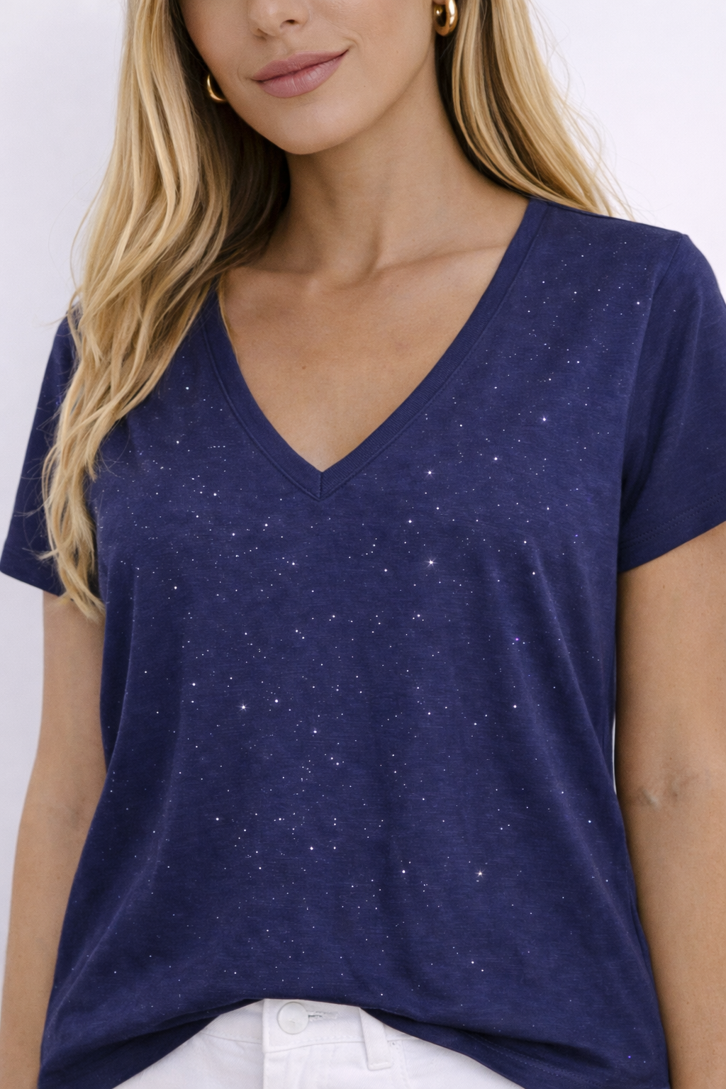 T-shirt col V pailleté - JDY