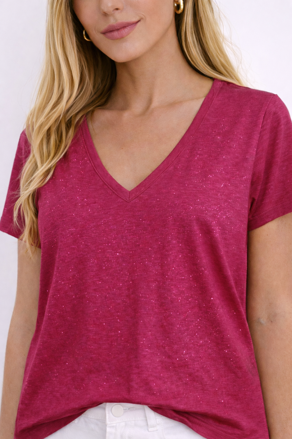 T-shirt col V pailleté - JDY