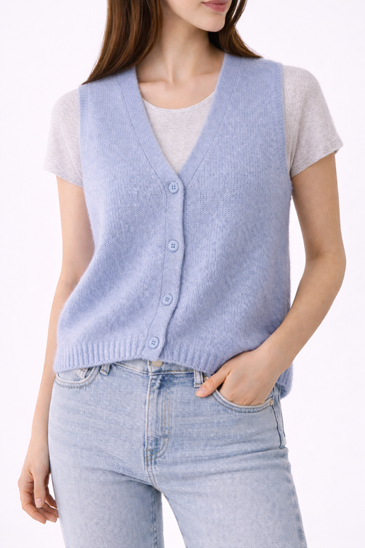 Gilet sans manches boutonné col V