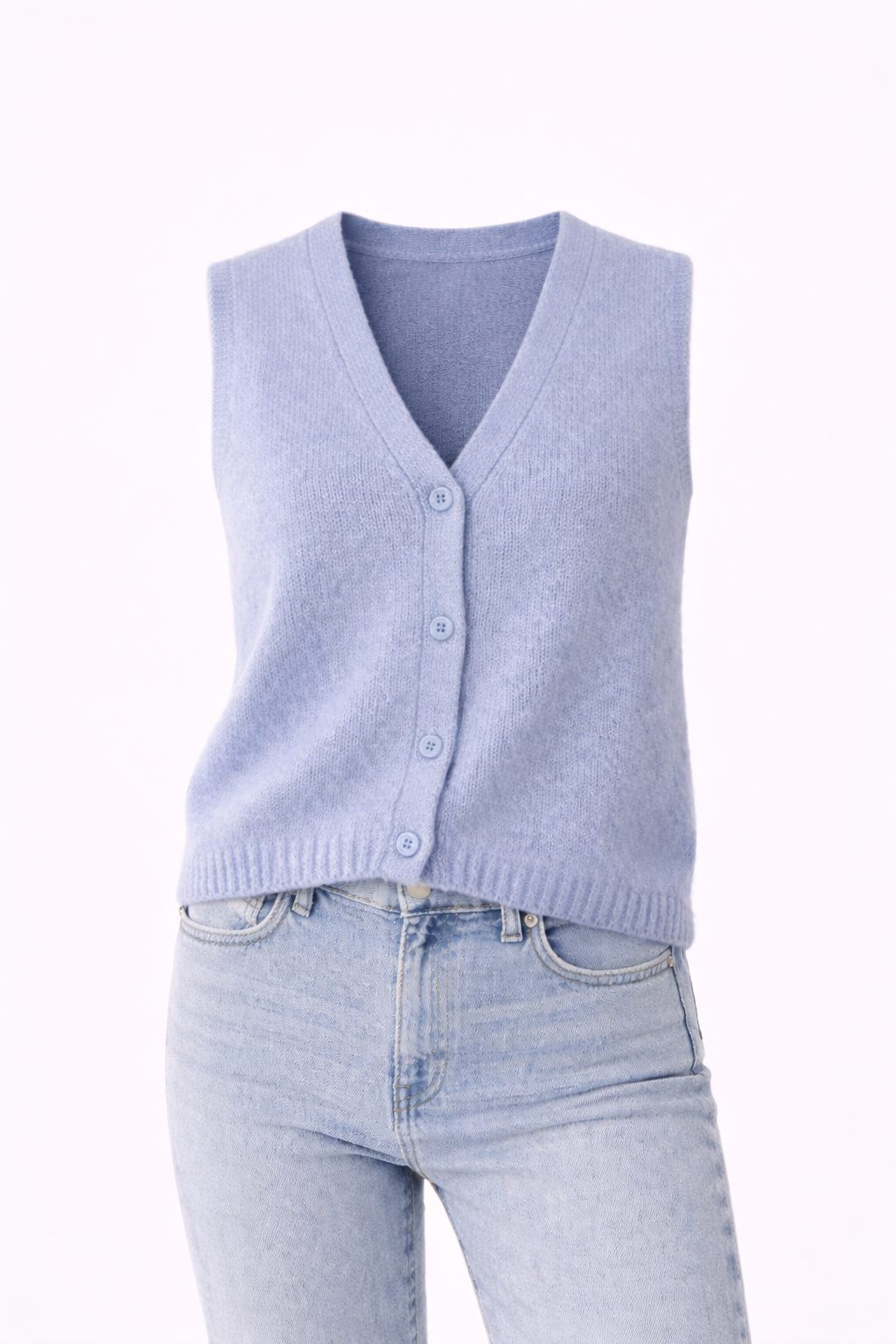 Gilet sans manches boutonné col V